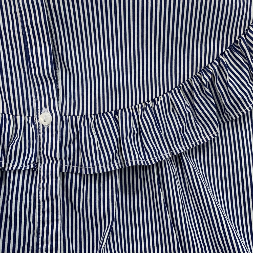 Zara Girls Striped Ruffle Button Front Shirt - Picture 5 of 10